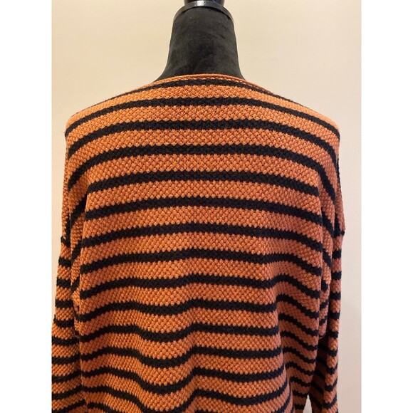 Kirundo Sweater Womens Size Large Oversized Striped Black & Brown Stretchy - Picture 7 of 12